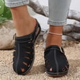 thumbnail image 2 of Rokment Womens Orthopedic Wedges Clogs Fisherman Sandals Boho Beach Vintage Buckles Leather Closed Toe Arch Support Platform Walking Mules Gladiator Backless Slip on Slides Summer Black Size 6, 2 of 7