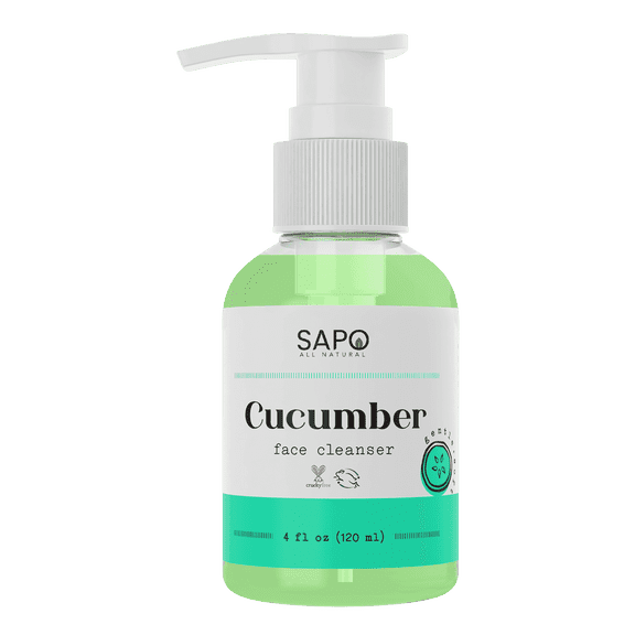 Sapo Cucumber Face Cleanser - Hydrating Facial Gel Wash with Aloe   Vitamin C   Neem - Gentle For Dry, Normal, Oily and Sensitive Skin (4 oz)
