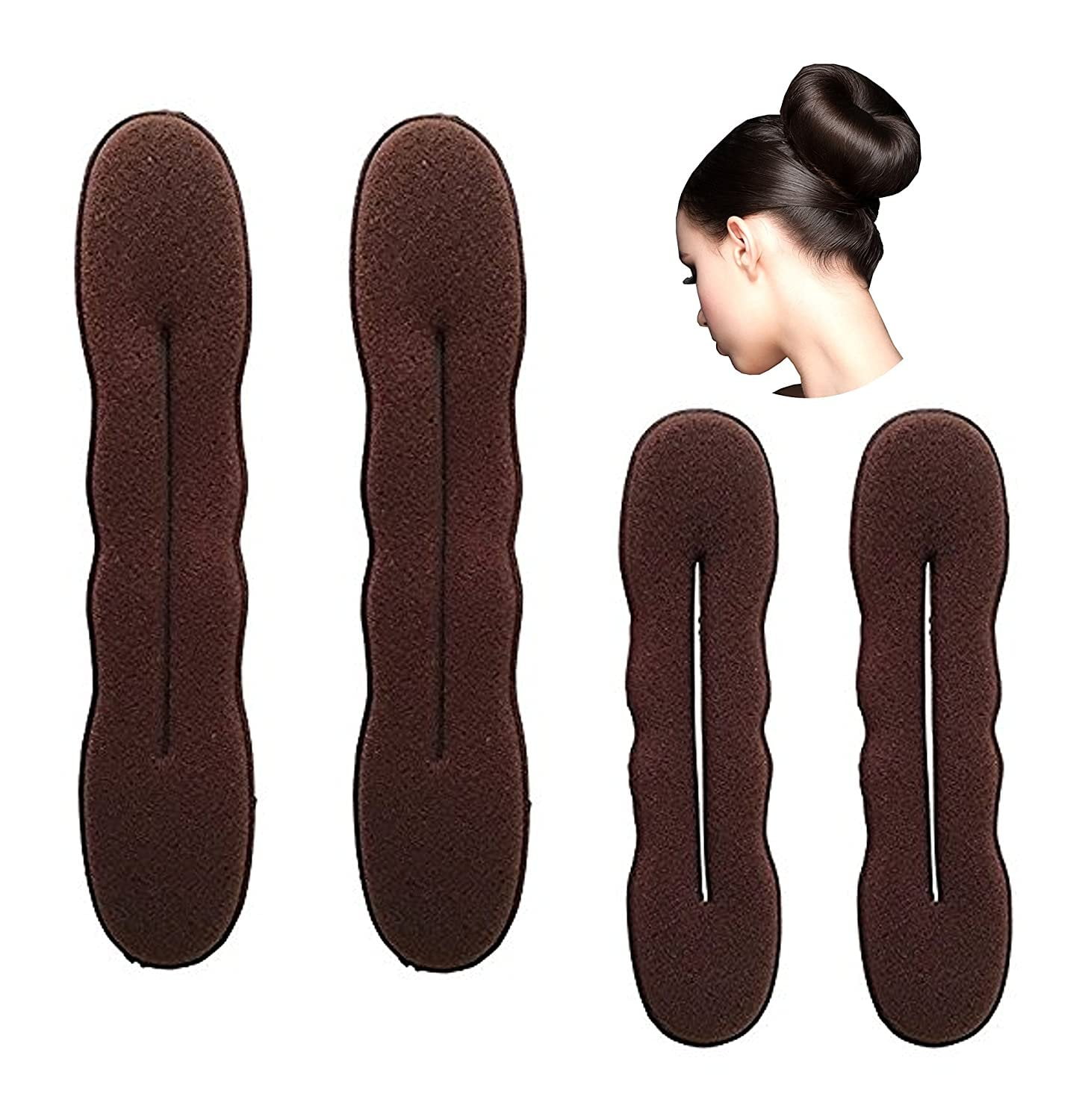 Styla Hair Magic Bun Maker 2 Small, 2 Large Foam Sponge Bun Shaper Hair