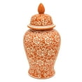 thumbnail image 2 of Red Lantern 18" White Flowers on Orange Temple Jar, 2 of 8
