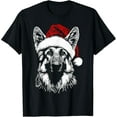 thumbnail image 2 of 100% Cotton German Shepherd Santa Hat Christmas Xmas Pajama Women Mom T-Shirt, 2 of 5