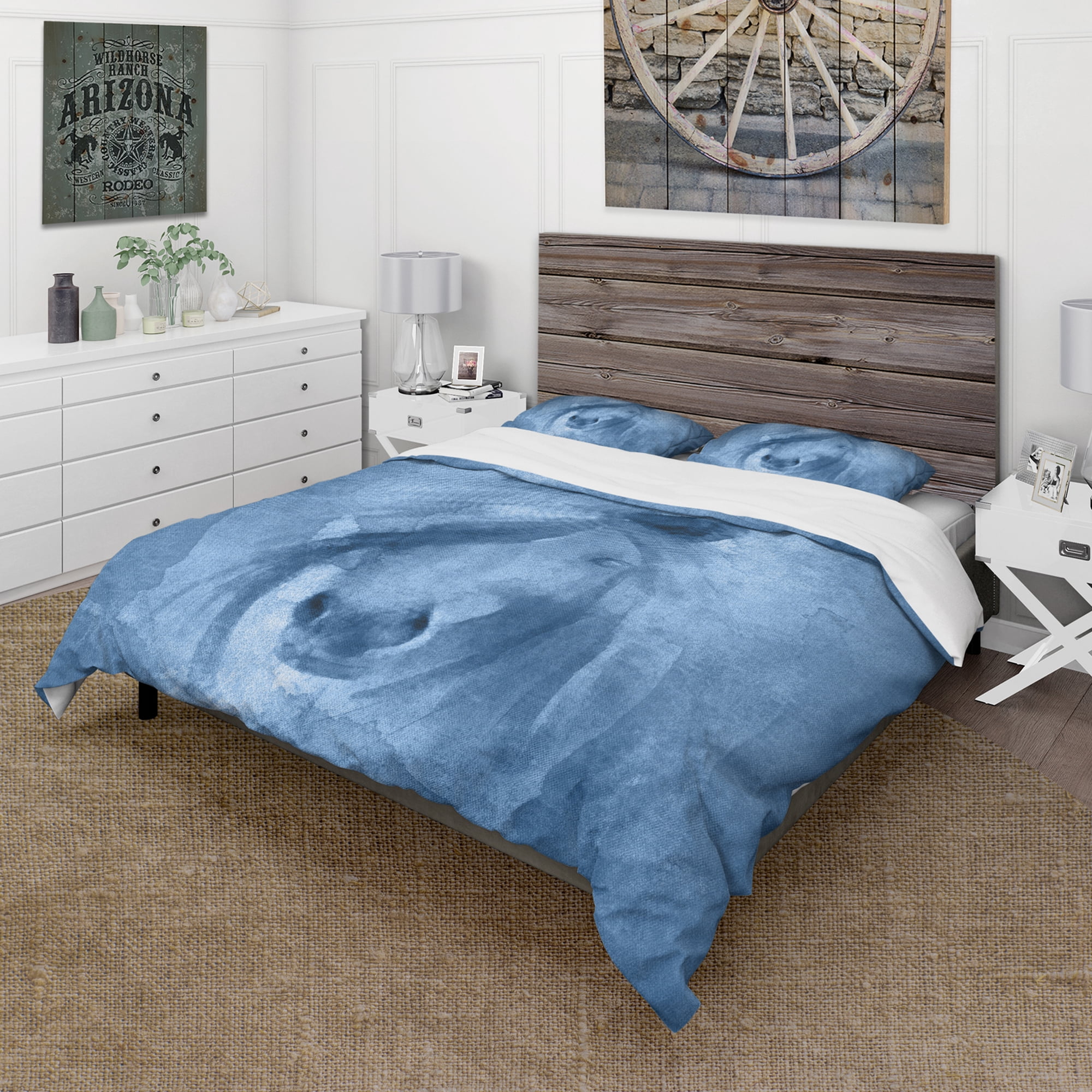 Designart 'Farmhouse Horse XI' Farmhouse Duvet Cover Set