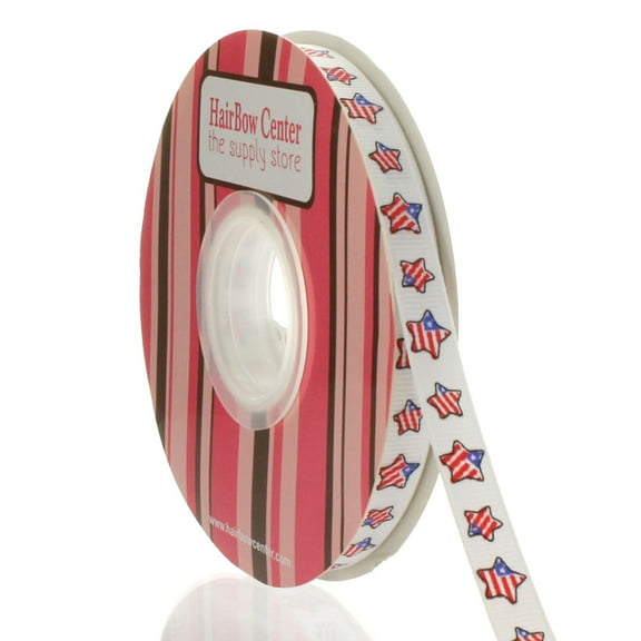 3/8" Patriotic Stars Grosgrain Ribbon 25 Yard