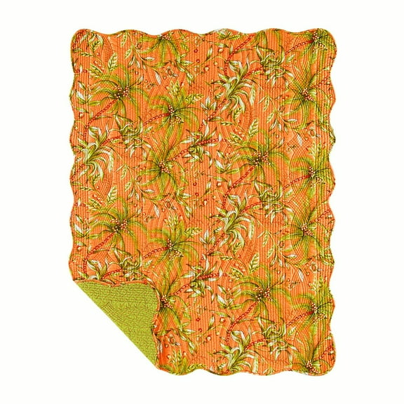 Barbados Sunset Reversible Cotton Quilted Accent Throw Blanket