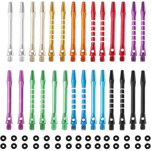 28 PCS Alloy Dart Shafts for Steel Tips and Soft Tip Darts 14 Style Metal Dart Stems with 80 PCS Rubber O Rings for Sports Outdoor Dart Flight Mixed Color 1box