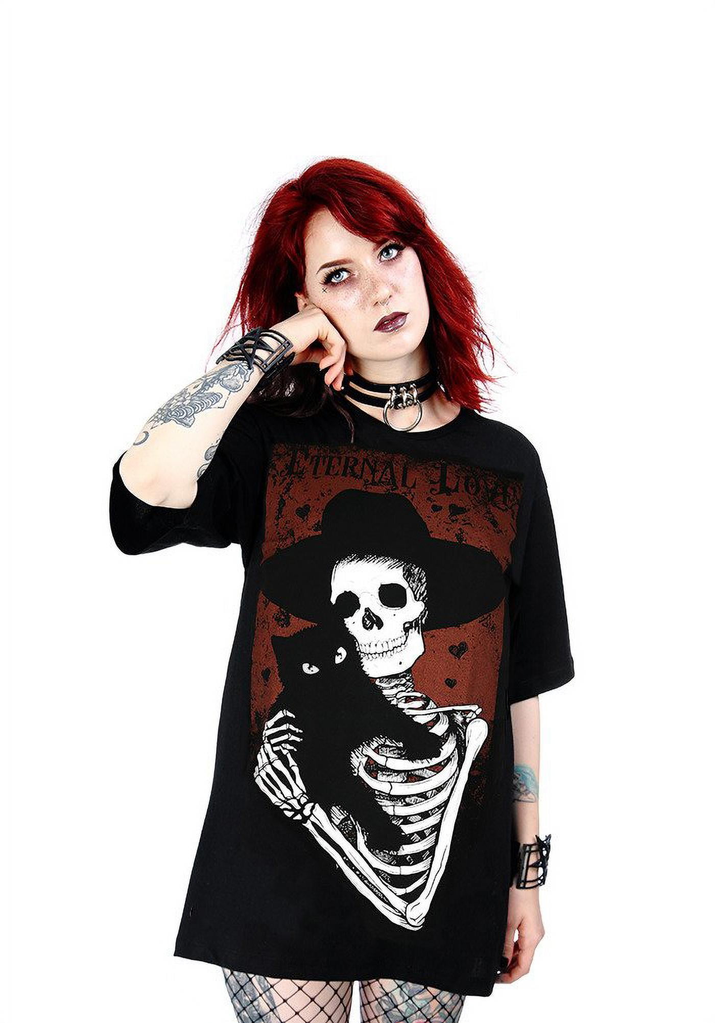 Cat Gothic Oversized T-Shirt, Black 