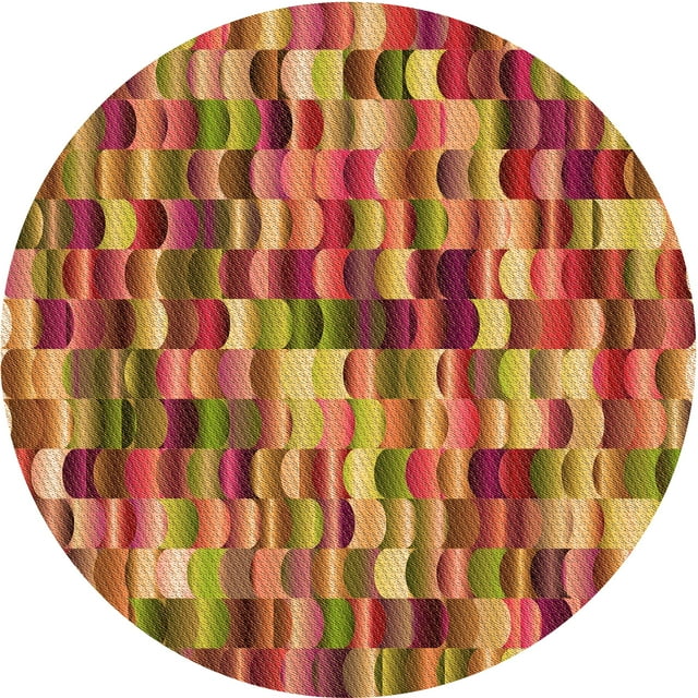 Ahgly Company Tapis Rond Lavable en Machine Intérieur Transitionnel Jaune, 3 Pieds Rond