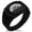 Black, variant on Stainless Steel Ikoma Samurai Crest CZ Ribbed Needle Stripe Pattern Biker Style Polished Ring
