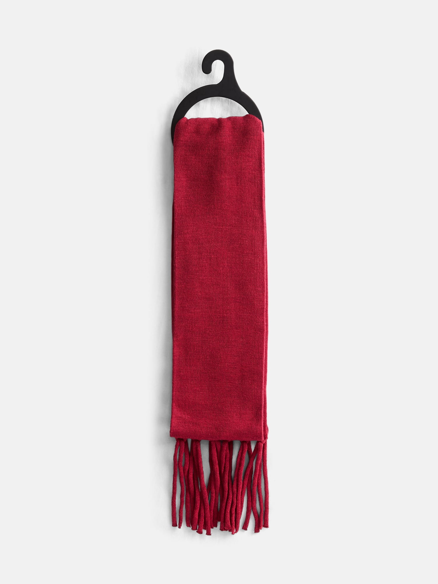 No Boundaries Women's Solid Scarf with Fringe, Red Candy