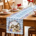 thumbnail image 5 of Easter Bunny Table Runner - 108 Inch Long Spring Easter Eggs Chick Floral Blue Check Cotton and Linen Blended Dress Scarves Farmhouse Table Runner for Kitchen Dining, Coffee Table, 13" x 108", 5 of 8