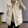 thumbnail image 2 of IROINNID Women's Sleeveless Puffer Coat Stand Collar Short Cover-up Pocket Vest Winter Turn Down Collar Zipper Solid Outerwear, White, 2 of 9