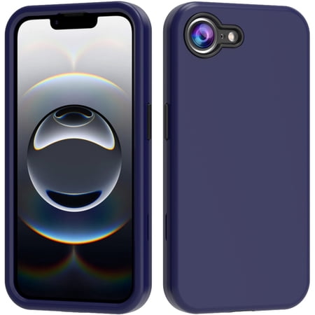 Kryonix for iPhone 16 E 6.1” Case,3 Layers Protection PU Leather & Hard PC Hybird Case Heavy Duty Military-Grade Drop Bumper Silicone Back Shockproof Anti-Scratch Shell,Blue