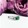 thumbnail image 4 of HeartsAndYou 1ct Natural Green Emerald Moissanite Three Stone Women Ring 14k SOLID White Gold, 4 of 9