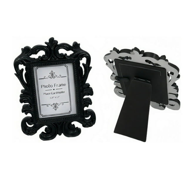 Small Square Photo Frame, Black, Picture Frame Rectangle Family Decoration Resin clas-sic Desktop Photo List Frame