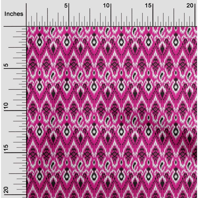 oneOone Tissu Polyester Lycra Imprimé Paisley & Chevron Ikat au Mètre 56 Pouces de Large