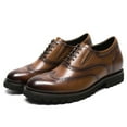 thumbnail image 4 of CMR CHAMARIPA Men's Elevator Dress Shoes - Brown Leather Brogue Oxford Shoes 8CM / 3.15 Inches, 4 of 9