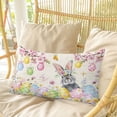 thumbnail image 4 of Easter Grey Bunny Pillow Covers, Linen Long Throw Pillow Case, Spring Vintage Colorful Eggs Flower Holiday Pillow Protector Decorative Cushion Cover for Living Room/Bedroom 20" x 26", 4 of 8