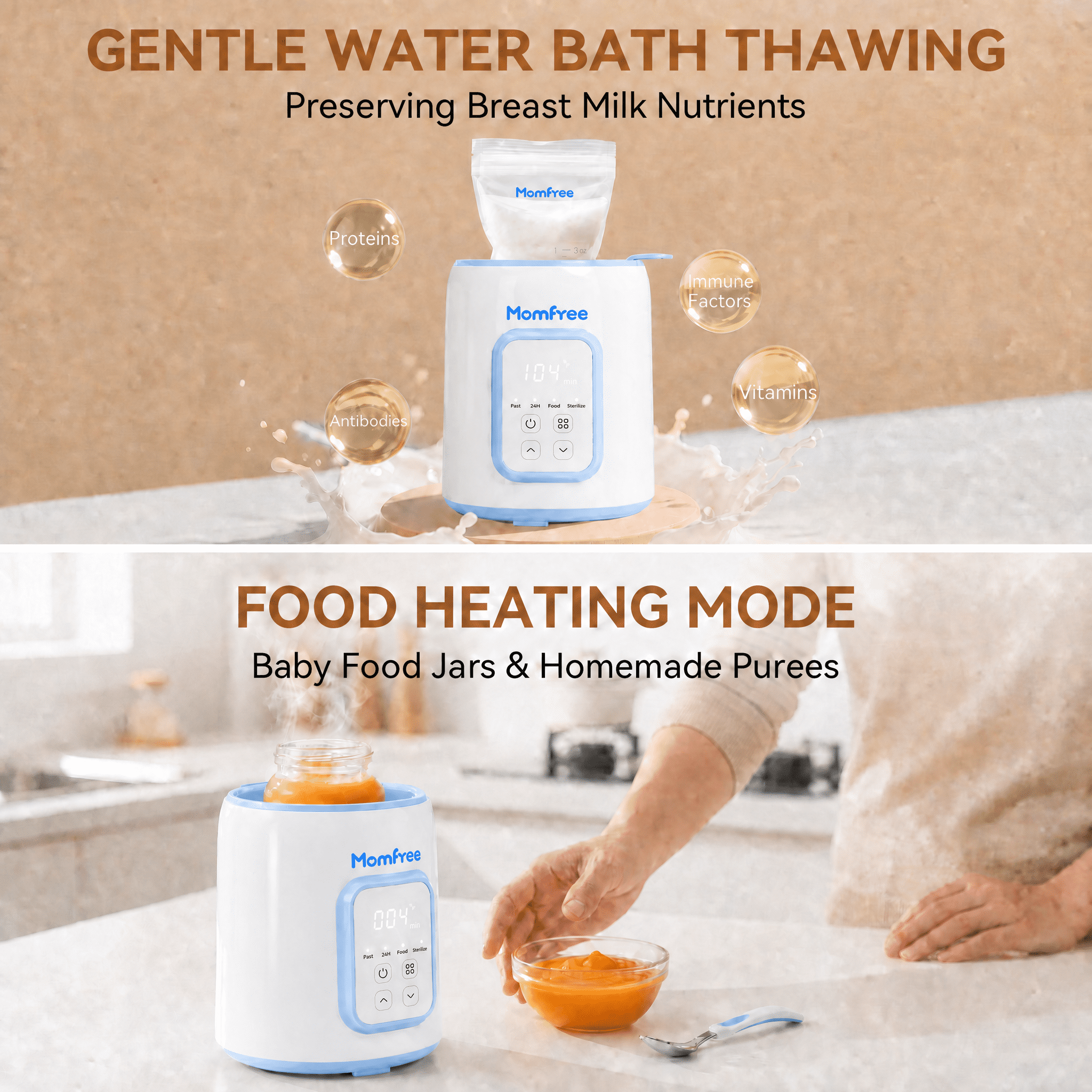 Baby Essentials Bottle Warmer8-in-1Fast Heating for Breastmilk and Formula,Baby Registry Search,with Accurate Temperature Control and Automatic Shut-Off,with Defrost,Keep Warm,for All Bottles