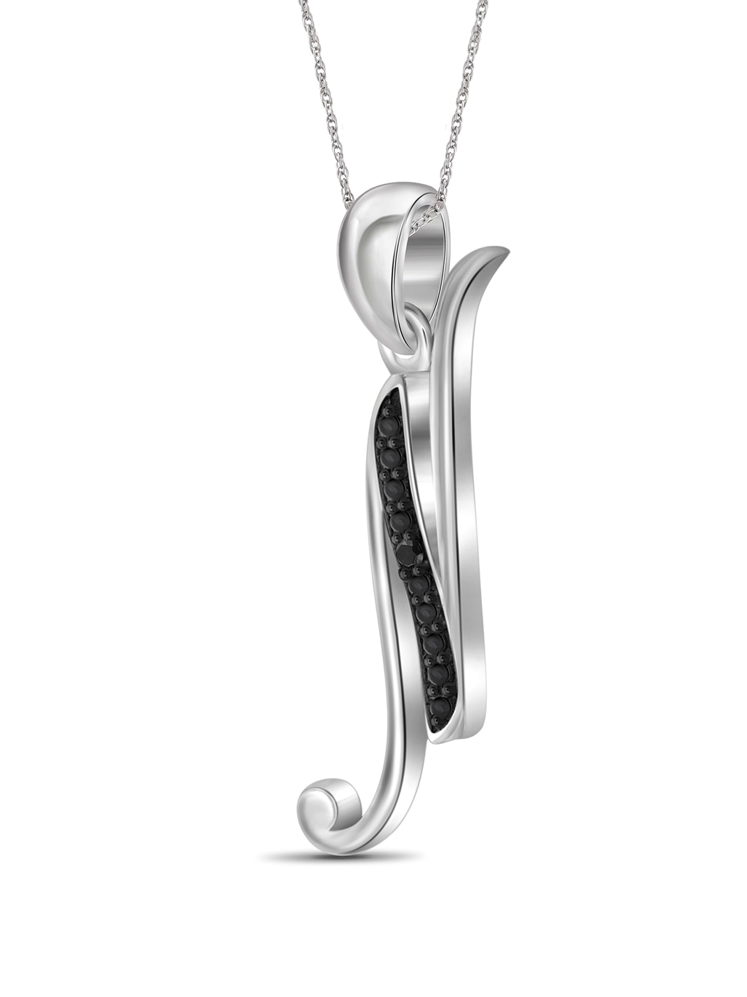 JewelersClub Black Diamond Accent Sterling Silver A TO Z Initial Pendant, 18"