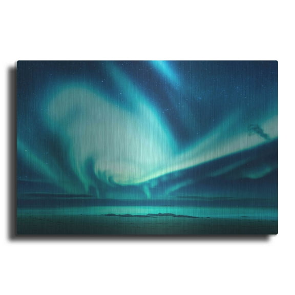 Luxe Metal Art 'Polar Lights Above The Sea Green Northern Lights' by Luxe Portfolio, Metal Wall Art, 16"x12"