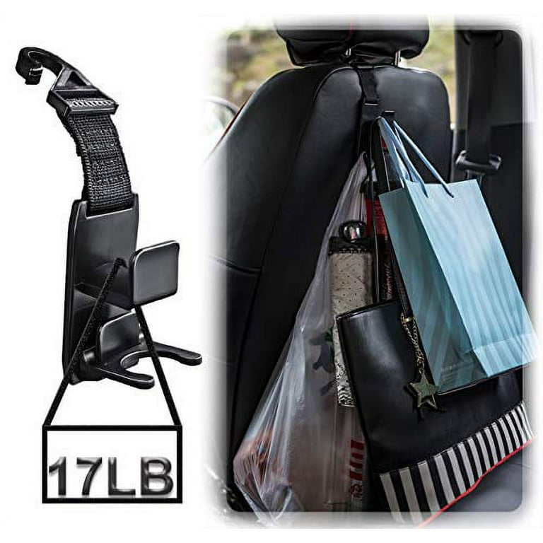 Blade Car Headrest Hook (Black) Conveniently Holds Grocery bags