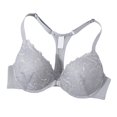thumbnail image 2 of Gymayou Front Closure Lace Bra For Women Underwire T Back Racerback Bra with Adjustable Strap Grey 90B, 2 of 7