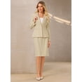 thumbnail image 2 of DARING DIVA 2Pcs Women's Business Formal Blazer Pencil Suit Skirt Set L Beige, 2 of 6