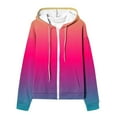 thumbnail image 5 of Women's Multicolor Striped Front Zip Hoodie Long Sleeve Casual with Pockets Comfy Top, 5 of 6