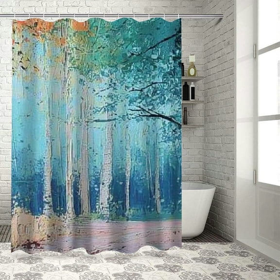 Patifu Trees Washable Shower Curtain Chic Modern Bathroom Decor with Hooks 36"x72