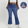 thumbnail image 6 of Bovxnpu Women's Capris Jeans Denim Capris Pants Leggings Women's Denim-Like Print Faux Pocket High Stretch Flare Pants, 6 of 9
