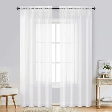 Patin White Sheer Curtains 84 Inches Long 2 Panels, Light Filtering Solid Color Voile Airy Living Room Curtains for Bedroom Bathroom, Rod Pockets Window Treatments Drapes, Each Panel 42" W x 84" L