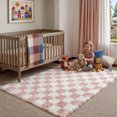 thumbnail image 3 of BERTHMEER 4'x6' Shag Ultra-Soft Area Rugs for Bedroom Living Room Dinning Room Plush Pile Soft Fluffy Geometric Modern Indoor Carpets Rugs,Pink White, 3 of 7