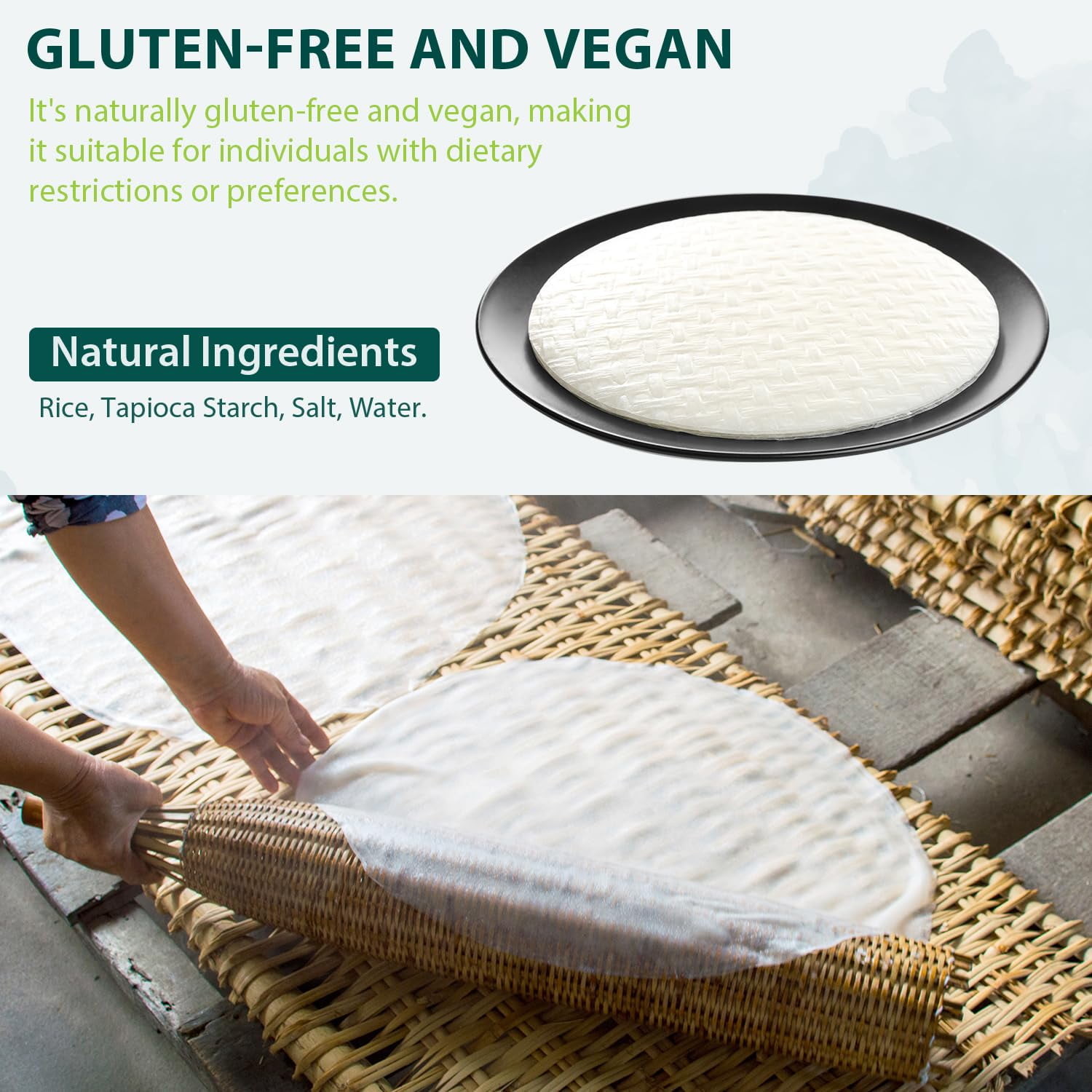 Soeos Rice Paper, 12 oz, 340g, (Pack of 1), 34 Sheets, Natural Rice Paper