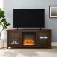 thumbnail image 2 of Manor Park Traditional Glass-Door Fireplace TV Stand for TVs up to 65", Dark Walnut, 2 of 8