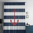 thumbnail image 5 of Navy Blue Striped Semi Sheer Curtains Drapes for Living Room,Bedroom,French Doors Window 45 Inches Long,Red Beach Nautical Anchor Ocean Coastal Rod Pocket Chiffon Curtain Drapery Voile Drape Panel, 5 of 6