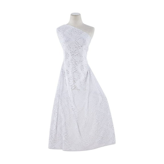 Zelouf Jaslene Floral Chevron Lace , Sewing, DIY, Crafts Fabric by the Yard, 111 White, 3 Yard