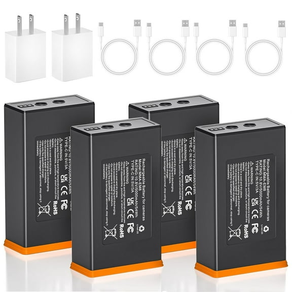 4pack Rechargeable Batteries Compatible with Moultrie Edge, Edge 2, Edge 3, Edge Pro,Edge 2 Pro Cellular Trail  Camera, USB-C Replacement for Power Mag Edge Battery Pack with Type C Cord