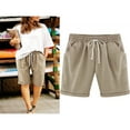 thumbnail image 2 of Women Elastic Waist Bermuda Shorts Plus Size Short Trouser Pocket Cropped Sport, 2 of 2
