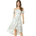 thumbnail image 3 of INSPIRE CHIC Women's Spaghatti Straps Ruffled a-Line Midi Floral Dresses XS White Blue, 3 of 8