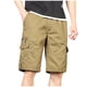 thumbnail image 2 of pstuiky Pantalones cortos deportivos para hombre, con cinturón, múltiples bolsillos, botones y cremallera, para exteriores, de trabajo, hasta la rodilla., 2 of 9