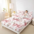 thumbnail image 4 of Homewish Cartoon Bowtie Ribbon Twin Sheet Sets,Rustic Flower Floral Twin Fitted Sheet,Pink White Flat Sheet For Girls Kids,Ultra Soft Home Decor,3pcs, 4 of 7