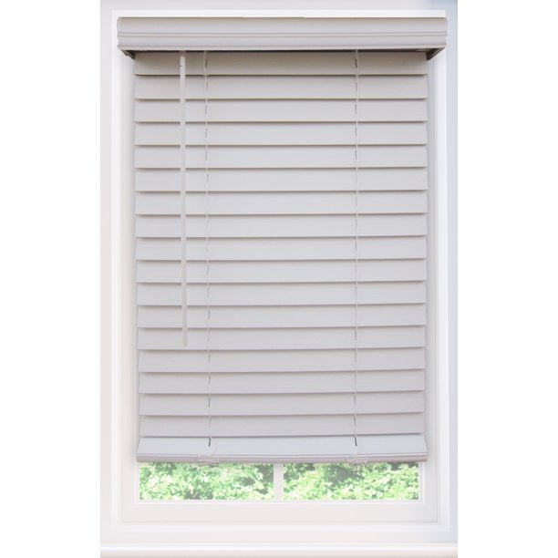 42 in Premium Faux Wood Blind L NEW White Cordless 2-1/2 in W x 64 in 
