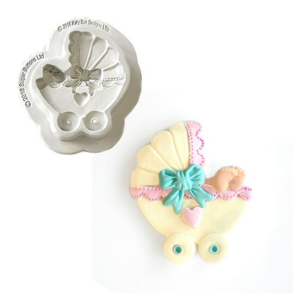 O'Creme Silicone Fondant Mold, Pram Baby Carriage