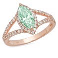 thumbnail image 7 of Halo Engagement Ring for Women - 1.2ct Simulated Green Diamond in 14K Rose Gold Promise Ring, 7 of 7