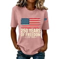 thumbnail image 2 of Only Moment Womens Festival Shirts Crew Neck Short Sleeve Vintage American Flag Short Sleeve Patriotic Independence Day Tops Pink,M, 2 of 5