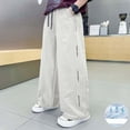 thumbnail image 2 of CONROSES Kids Boys Casual Pants Wide Leg Baggy Pant for Child Solid Elastic Waist Drawstring Cozy Jogger Trousers with Pockets, 2 of 9