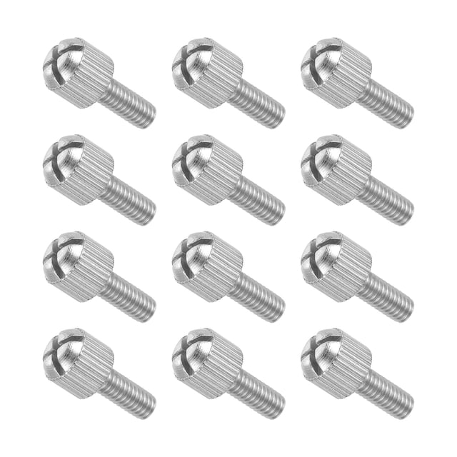 12 Pcs M4x10mm Computer Case Thumbscrews, Carbon Steel Knurled Screw, Silver