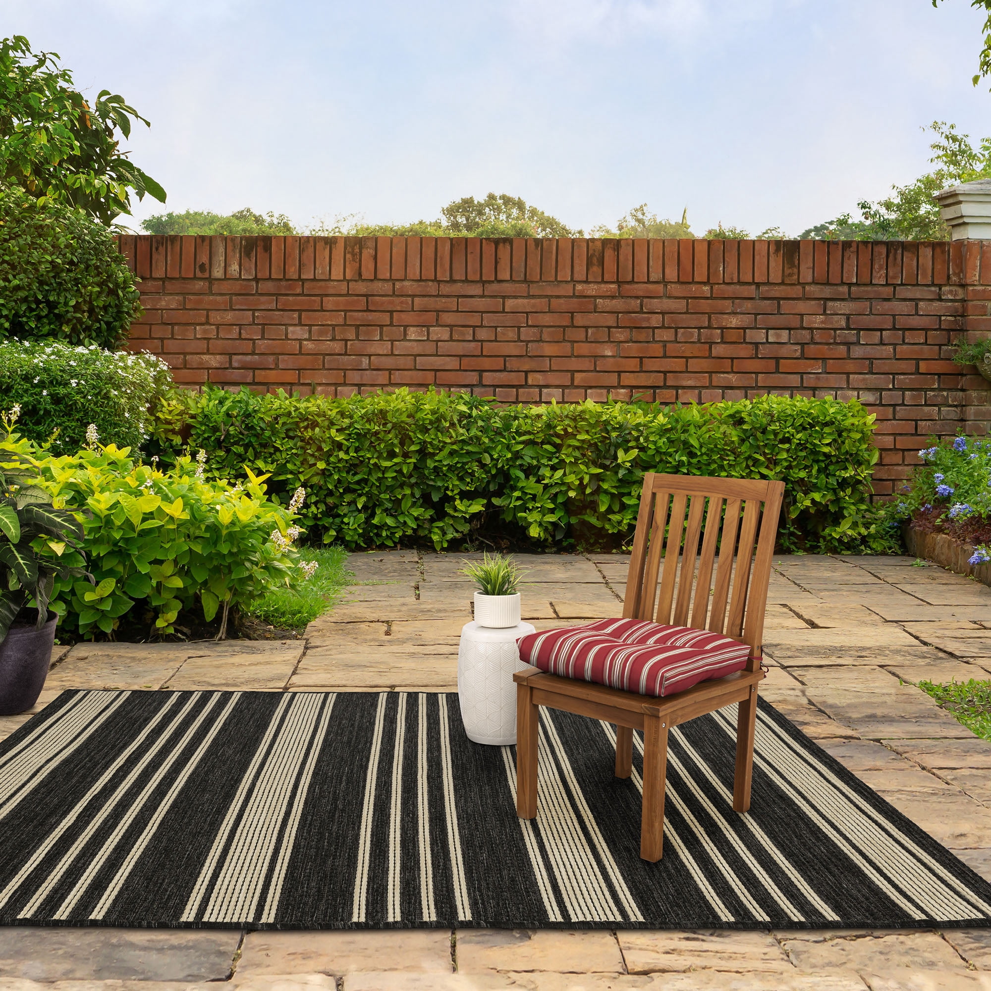 Better Homes & Gardens 18" L x 19" W Red Stripe Rectangle Outdoor Seat Pad (1 Pack)