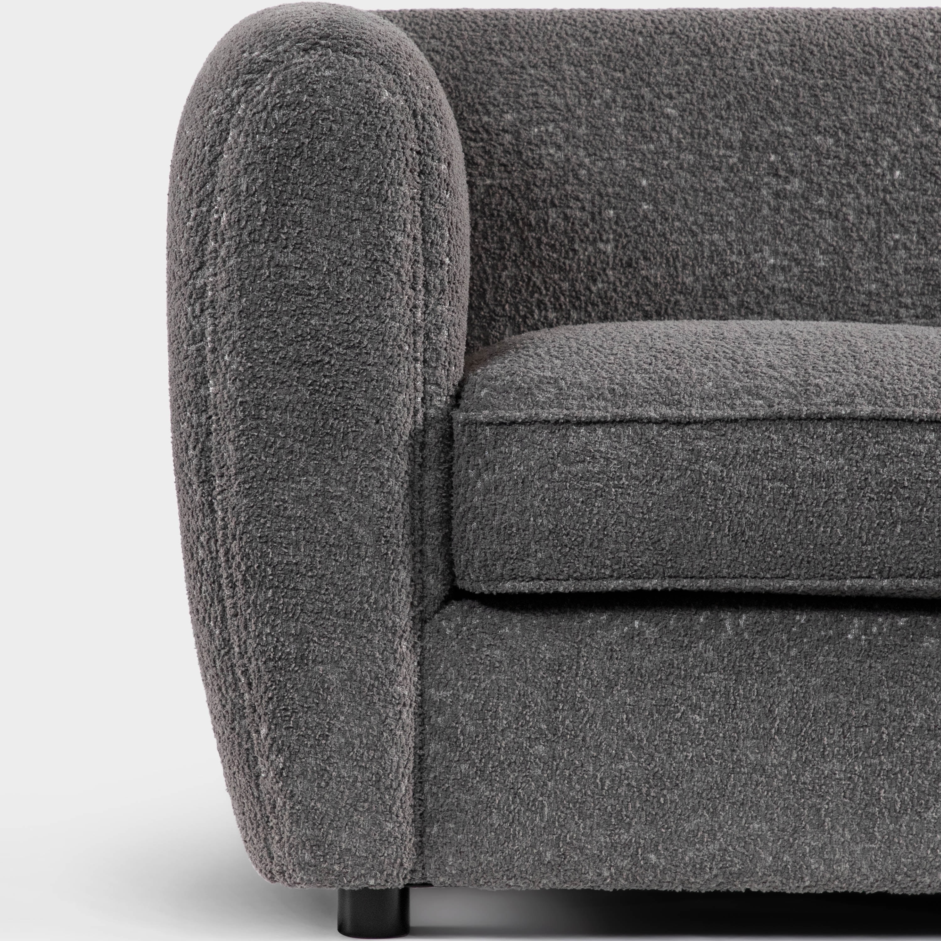 Furniture of America Nallia Tuxedo Style Upholstered Boucle Fabric Charcoal Gray Loveseat