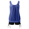 thumbnail image 4 of Swimsuits Women Solid Color Stylish Ruffle Tankini Tops with Boyshorts Dark Blue Bathing Suits for Women L, 4 of 6